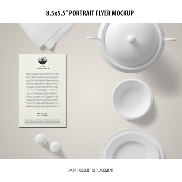 Free PSD 5.5x8.5'' portrait flyer mockup