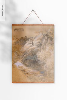 5:7 wooden frame poster hanger mockup