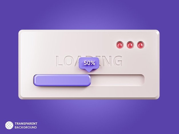 50 progress of loading bar icon 3d render