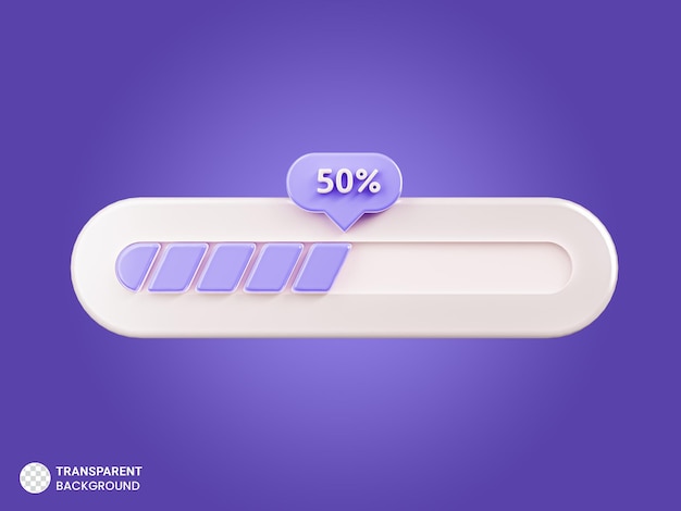 Free PSD 50 progress of loading bar icon 3d render