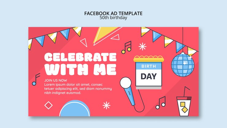 無料PSD 50歳の誕生日のお祝いのfacebookテンプレート