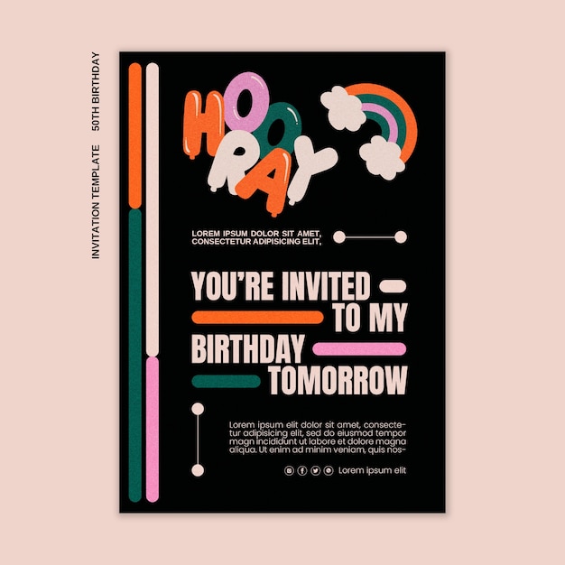 Free PSD 50th birthday celebration invitation  template