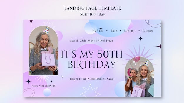 Free PSD 50th birthday celebration landing page