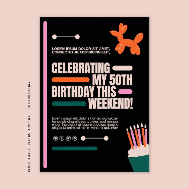 Free PSD 50th birthday celebration poster template