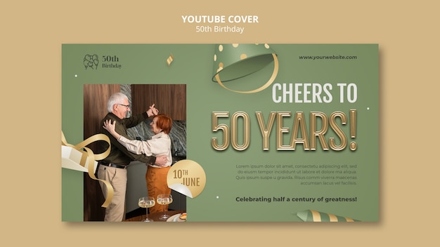 Download Free PSD Template: 50th Birthday Celebration YouTube Cover