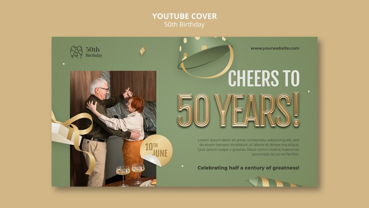 Бесплатный PSD празднование 50-летия обложка youtube