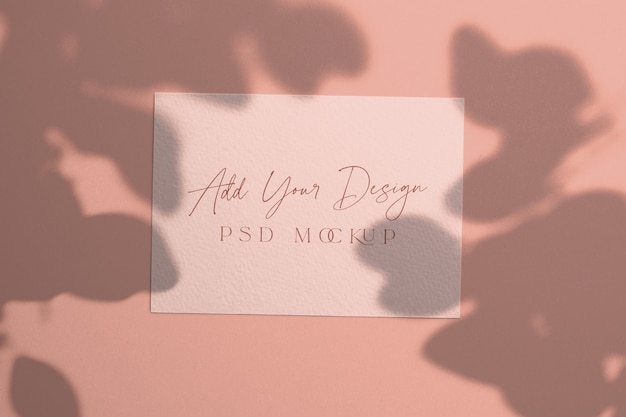 5×7 Inches Card Mockup with Shadow Overlay and Eucalyptus – Free PSD Download