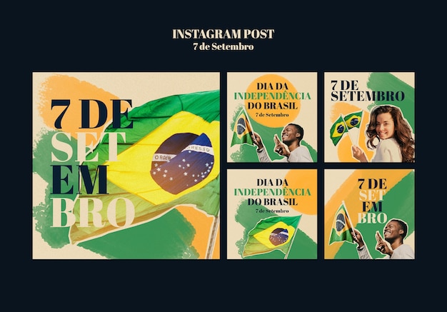 Free PSD 7 de setembro celebration  instagram posts