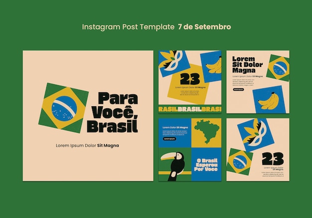 Free PSD 7 de setembro celebration instagram posts