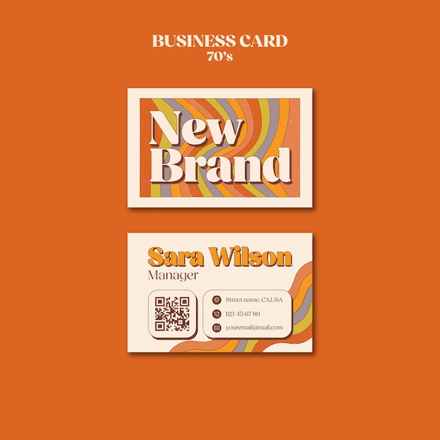 Free PSD 70's aesthetic business card template