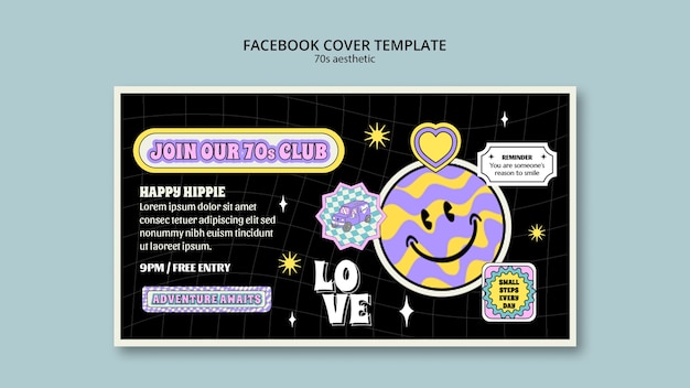 Free PSD 70's aesthetic facebook cover template