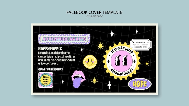 Free PSD 70's aesthetic facebook cover template