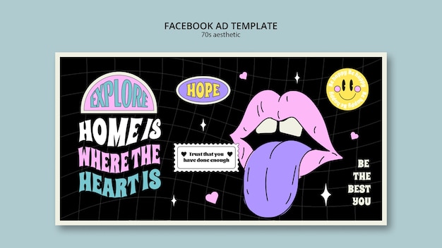 Free PSD 70's aesthetic facebook template