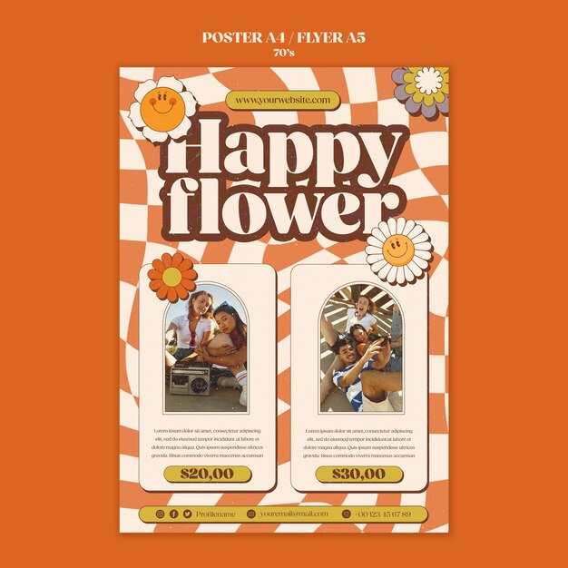 70年代の美的ポスターテンプレート
