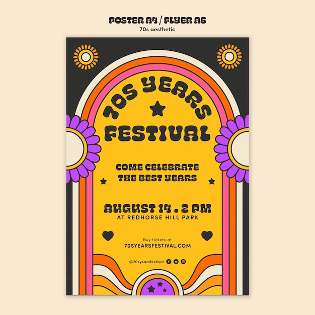 Free PSD 70's aesthetic poster template