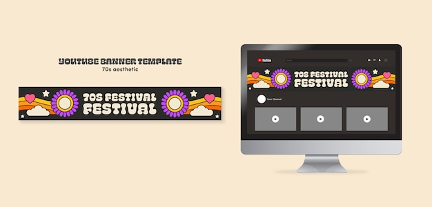 70's aesthetic youtube banner template