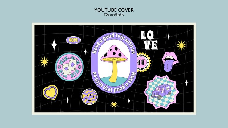 Free PSD 70's aesthetic youtube cover template