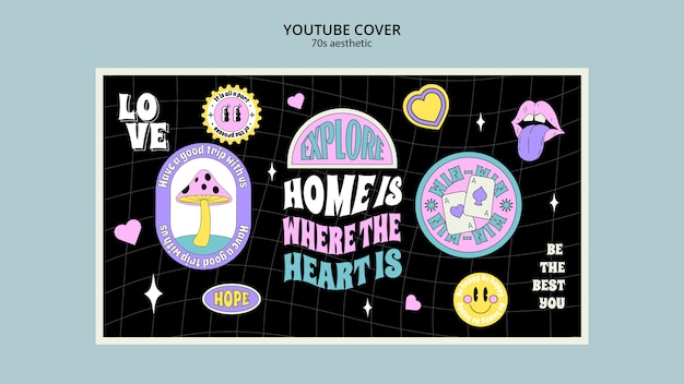 Free PSD 70's aesthetic youtube cover template