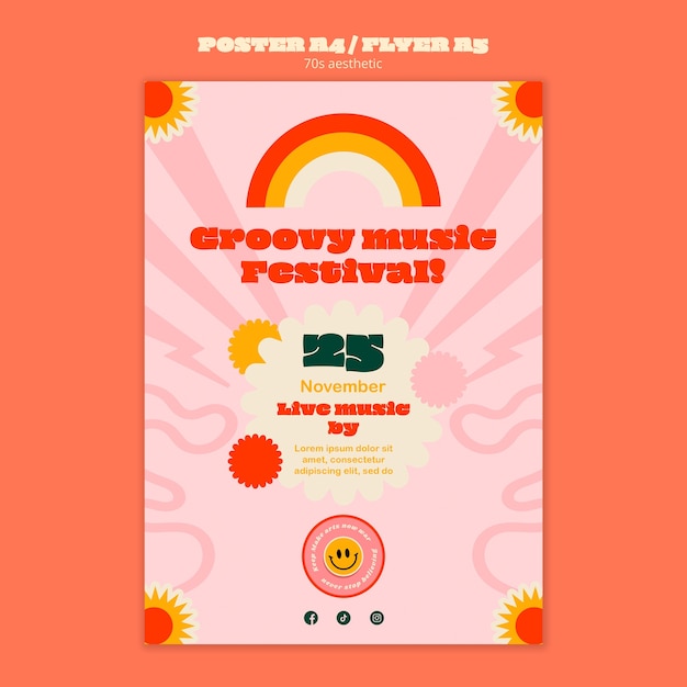 Free PSD 70s aesthetic poster template