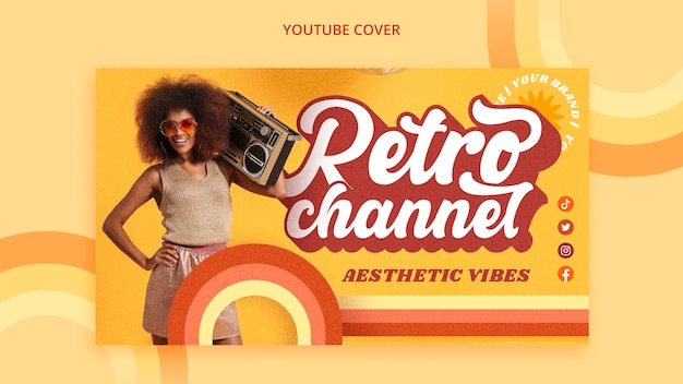 Free PSD 70s aesthetic youtube cover template