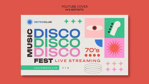 Free PSD 70s aesthetic youtube cover template