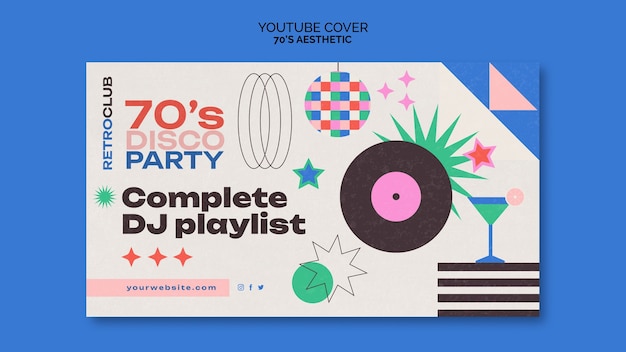 Шаблон эстетической обложки youtube 70-х годов