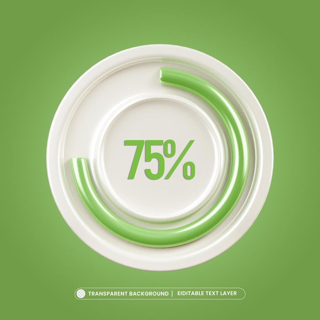 Free PSD 75 circular progress loading bar icon 3d render