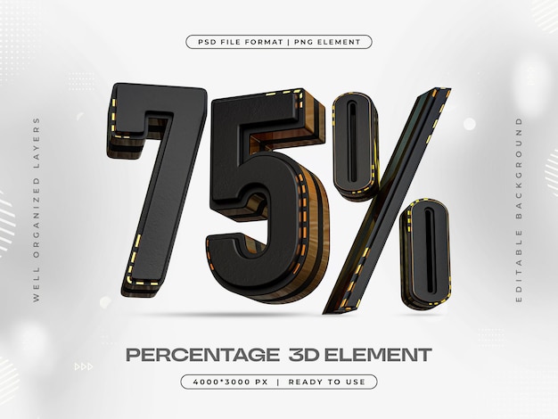 Free PSD 75 percent discount isolated 3d render illustration