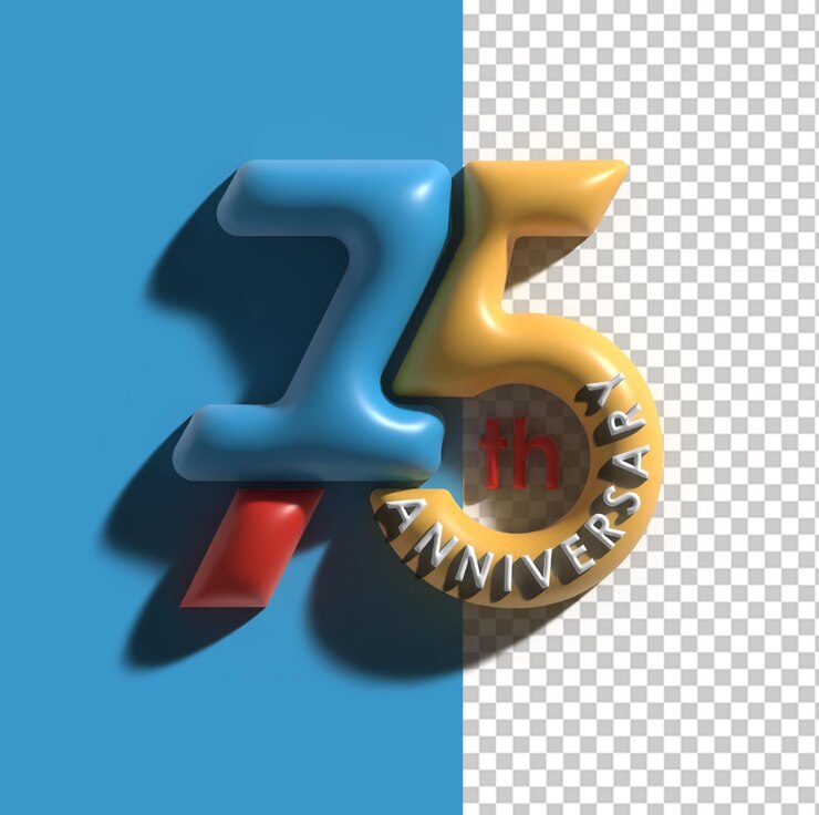 Free PSD 75th years anniversary celebration transparent psd file