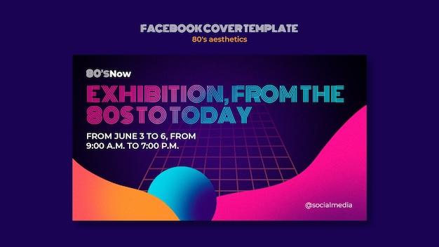 Free PSD 80's aesthetics facebook cover template