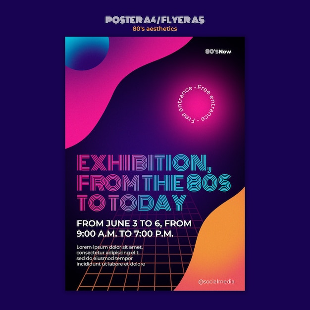 Free PSD 80's aesthetics poster template