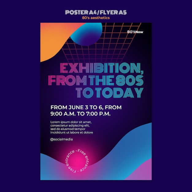 Free PSD 80's aesthetics poster template