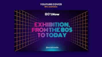PSD gratuito modello di copertina di youtube per l'estetica degli anni '80