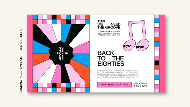 80s aesthetic landing page template