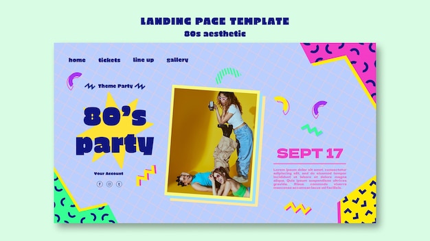 Free PSD 80s aesthetic landing page template