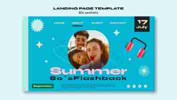 Free PSD 80s aesthetic landing page template