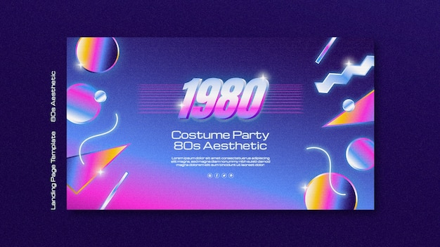 Free PSD 80s aesthetic party landing page template