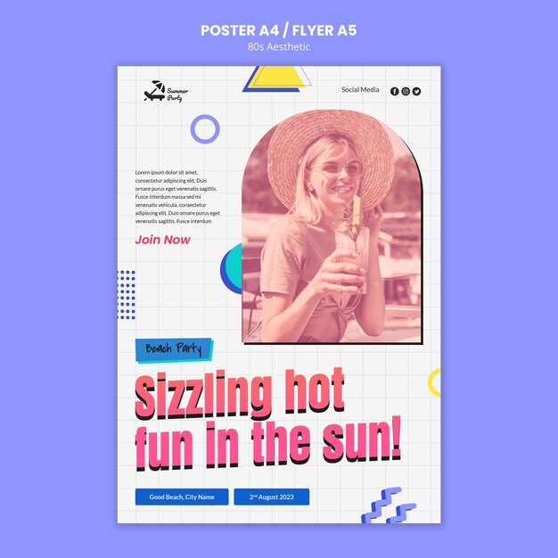 80s aesthetic party poster template