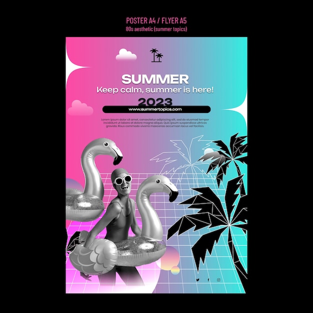 Free PSD 80s aesthetic party poster template