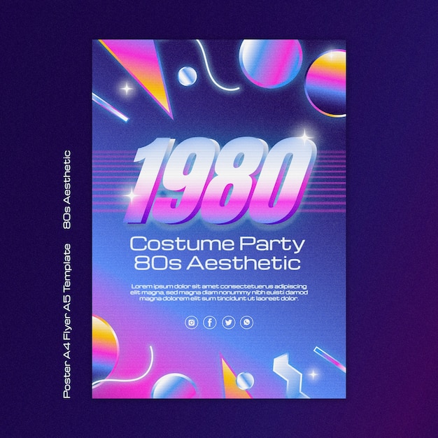 無料PSD 80年代の美的パーティーポスターテンプレート