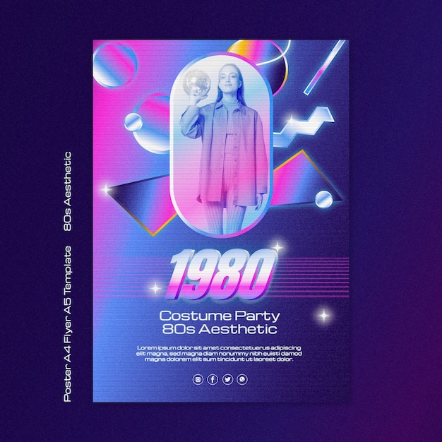 80s aesthetic party poster template