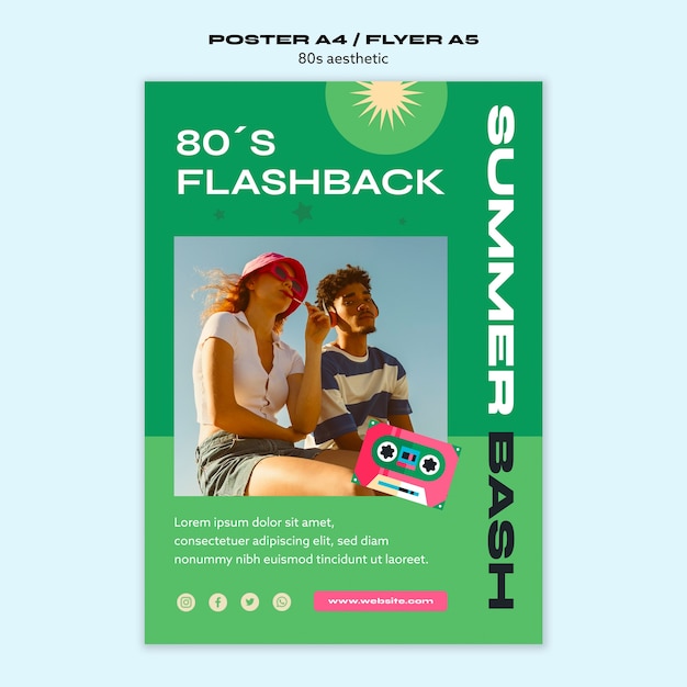 無料PSD 80 年代の美的ポスター テンプレート