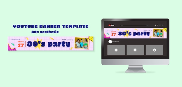 Free 80s Aesthetic YouTube Banner Template – Create Fun and Vibrant Banners