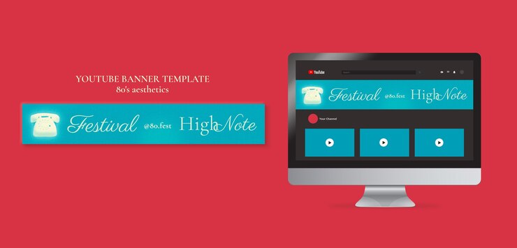 Free PSD 80s aesthetic youtube banner template