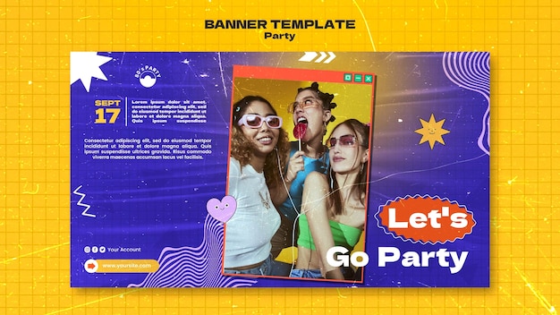 Free PSD 80s party horizontal banner template