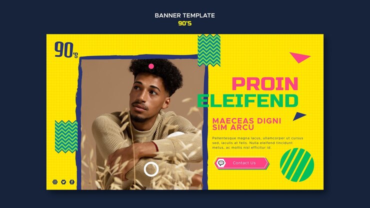 Free PSD 90s fashion horizontal banner template