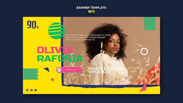 Free PSD 90s fashion horizontal banner