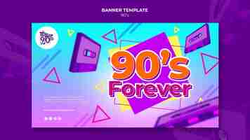 PSD gratuito modello di design banner retrò anni '90