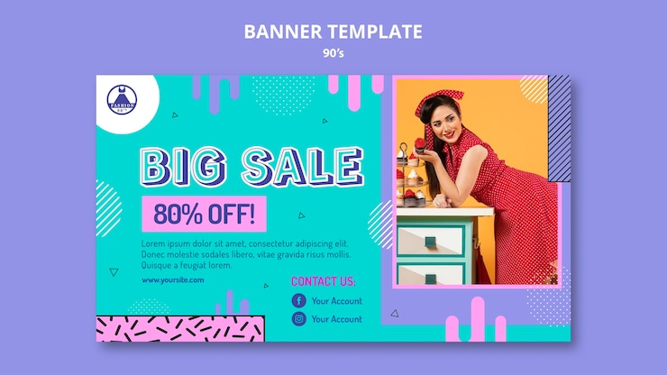 मुफ़्त PSD 90s retro banner design template