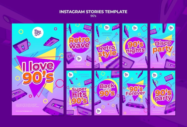 Free PSD 90s retro insta story design template